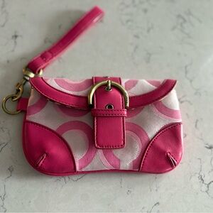 Coach Pink Leather and fabric Wristlet